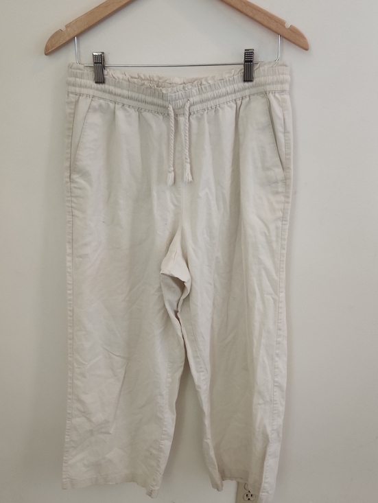 J. Crew Pants - J. Crew Womens Drawstring Wide Leg Off-white Linen Pants Medium